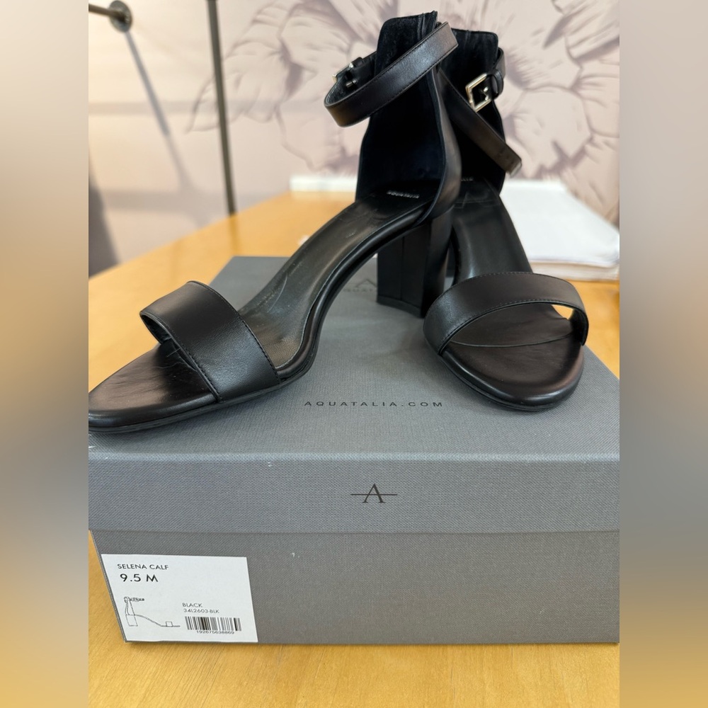Aquatalia Black Italian Leather Heels